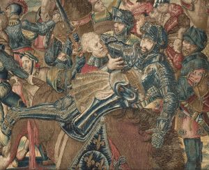 Detail from a tapestry of a battle